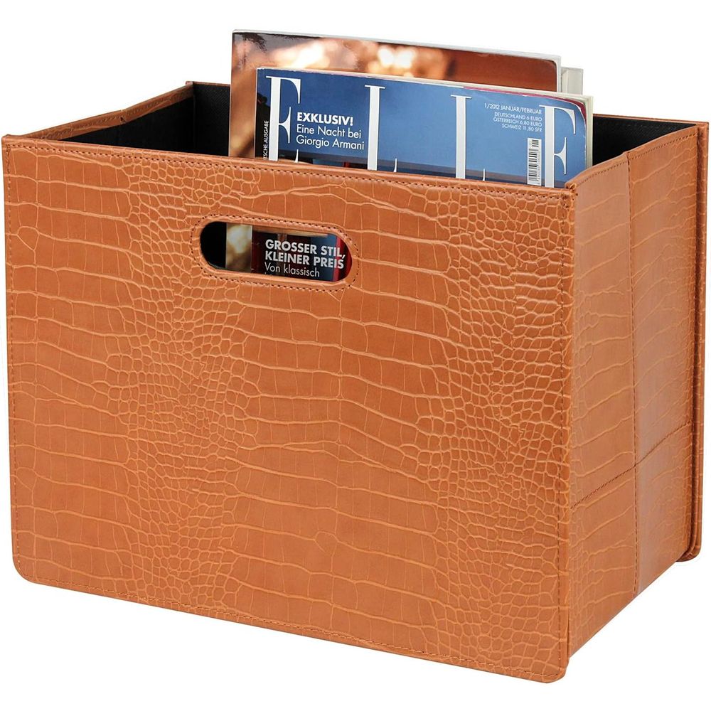 Bruine houten opbergorganizer  - Magazines recensie en prijs